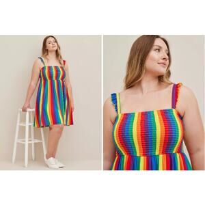 Rainbow Stripe Smocked Sundress - Multicolor